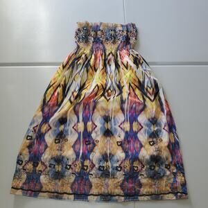 Y2K Fairy Grunge Whimsy Lapis Dress One Size Multicolor Smocked Embroider Sequin